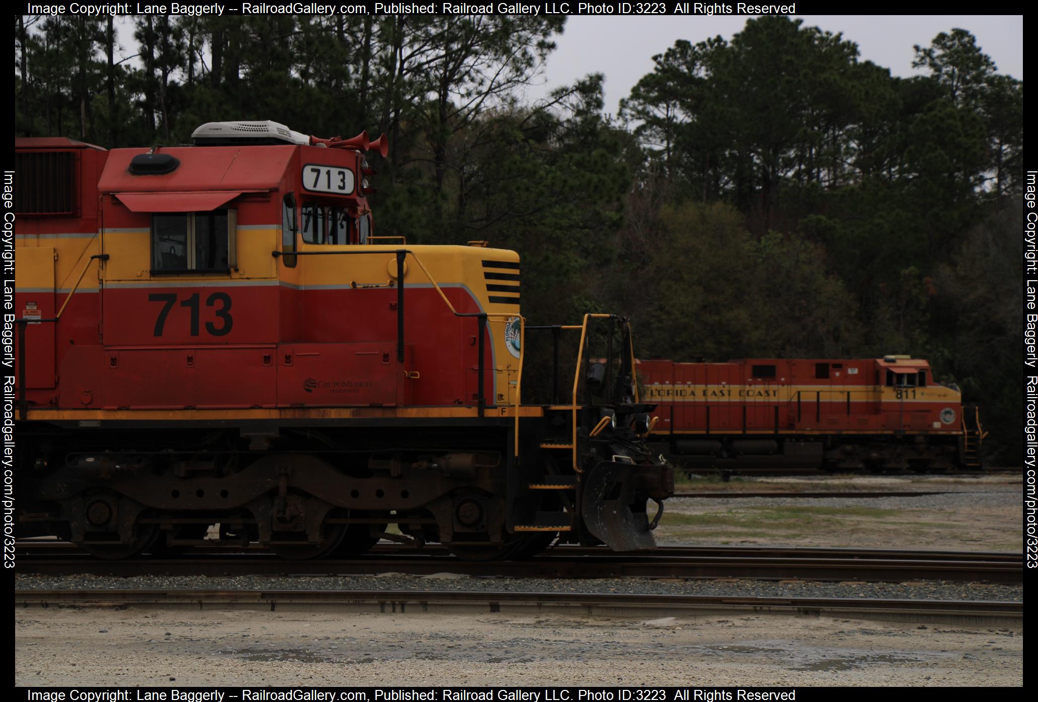 FEC 713 is a class EMD SD40-2 and  is pictured in Jacksonville, North Carolina, United States.  This was taken along the FEC Main on the Florida East Coast Railway. Photo Copyright: Lane Baggerly uploaded to Railroad Gallery on 03/21/2024. This photograph of FEC 713 was taken on Monday, March 04, 2024. All Rights Reserved. 